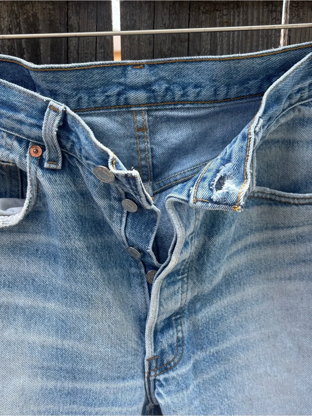 80s Vintage USA Levi’s 501 Distressed Blue Jeans Tagged 34 x 34 Fit 31-32